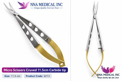 NNA MEDICAL - Micro Scissors Curved 11.5cm Carbide Tip