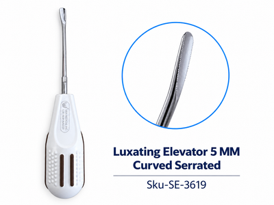 Luxating Elevator – 5 MM Curved Serrated Copack Plastic Handle