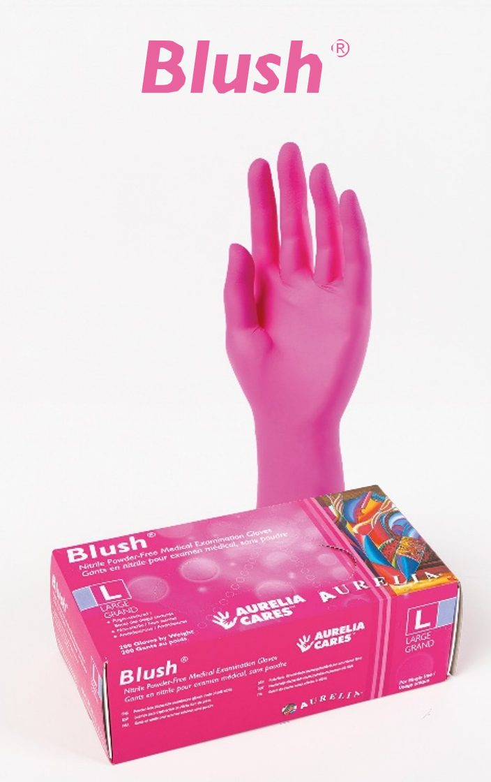 Aurelia Blush pink nitrile powder-free medical examination gloves