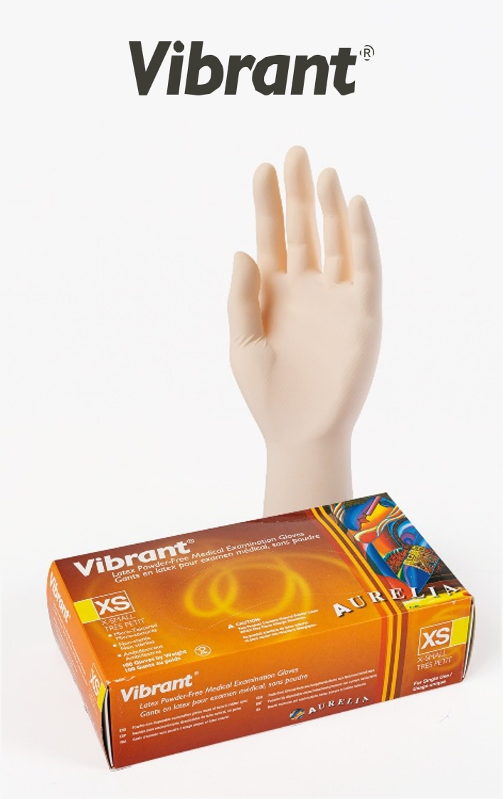 Aurelia Vibrant latex powder-free medical examination gloves