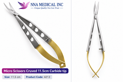 Micro Scissors Curved 11.5cm Carbide Tip image 0