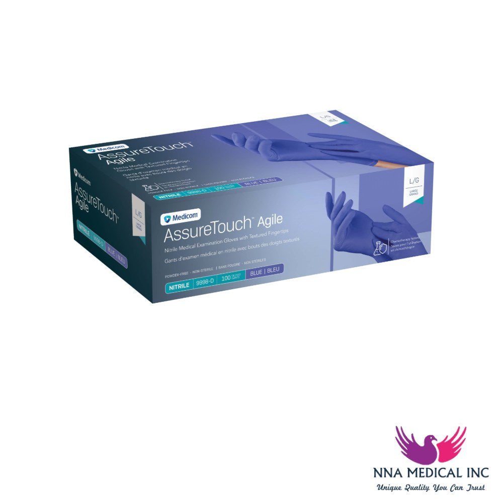 AssureTouch Agile Nitrile Medical Examination Gloves, Textured Fingertips, Chemo-tested, Blue – image 2