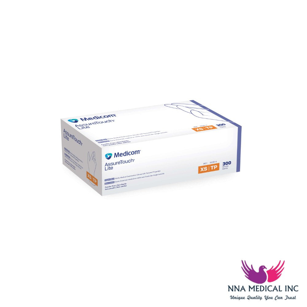 AssureTouch Lite Nitrile Medical Examination Gloves, Textured Fingertips, Violet Blue