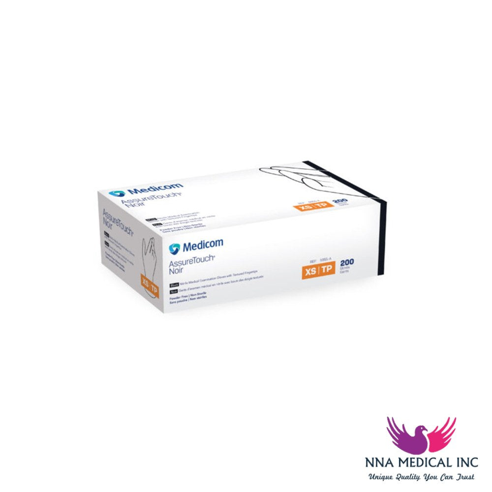 AssureTouch Noir Nitrile Medical Examination Gloves, Textured Fingertips, Black – image 2