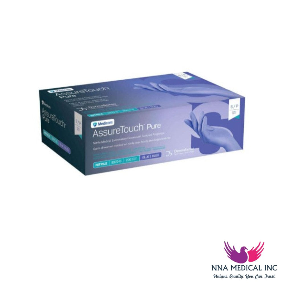 AssureTouch Pure Nitrile Medical Examination Gloves, Textured Fingertips, Chemo-tested, No Accelerators, Indigo – image 2