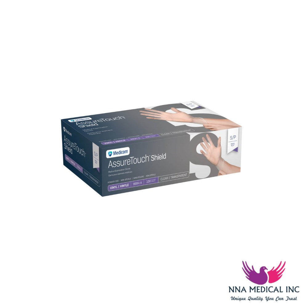 AssureTouch Shield Vinyl Medical Examination Gloves, Clear
