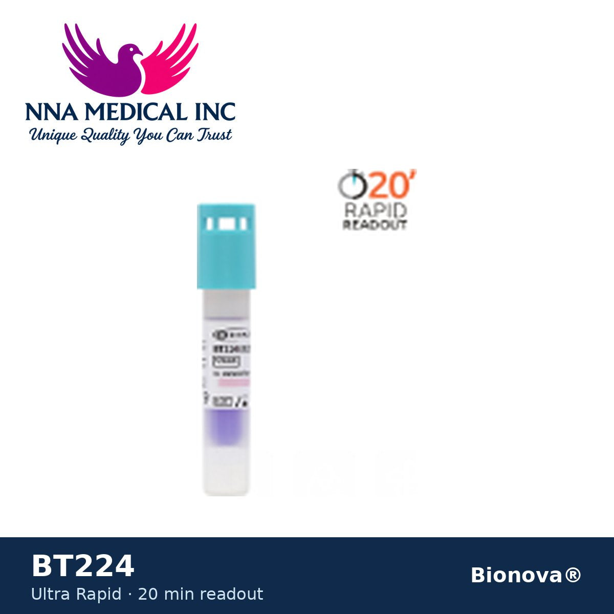 Bionova® BT224 Ultra Rapid Biological Indicator – Steam, 20-Minute Readout (Box of 50) – NNA Medical