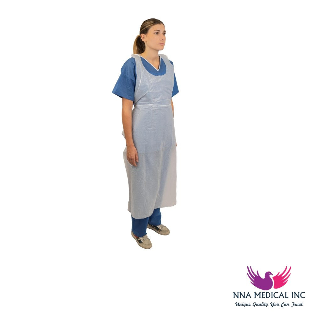 Hopen Embossed White Polyethylene Eco Extra Apron, White – 120 cm x 70 cm