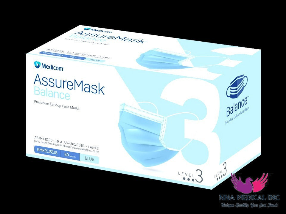 NNA MEDICAL - Medicom AssureMask Level 3 Blue Face Masks (50/Box)