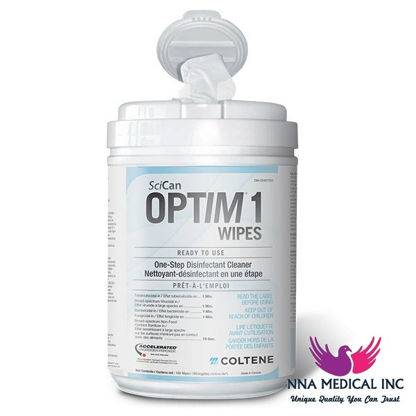 NNA MEDICAL - Optim 1 Pre-Saturated Wipes, RTU, 6" x 7", 160 Sheets/Pk, SCI1W12