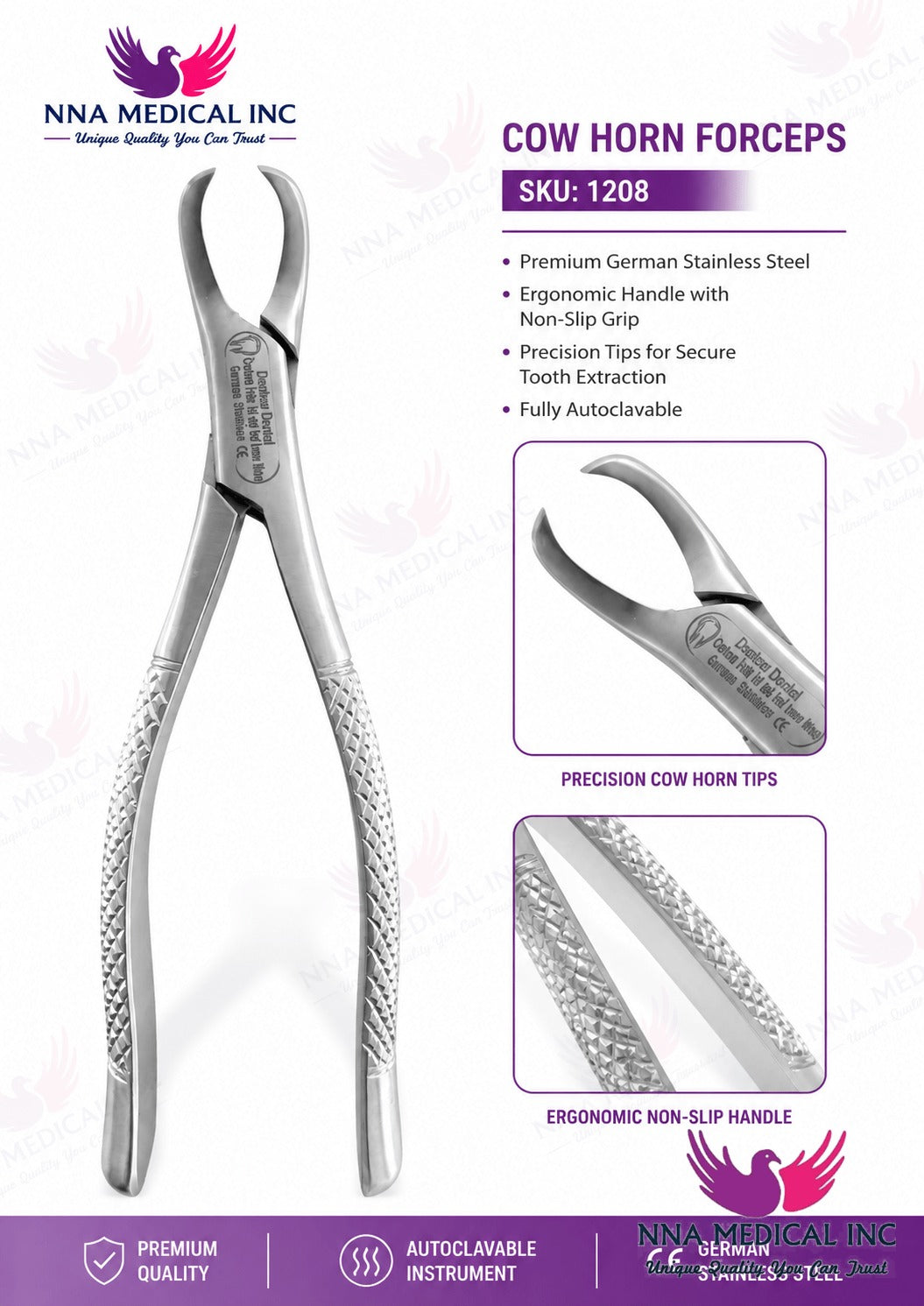 NNA MEDICAL - 23S Cowhorn Pedo Extraction Forceps – Lower Primary Molars
