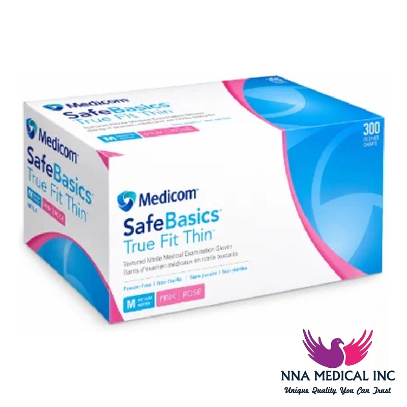 NNA MEDICAL - Medicom SafeBasics True Fit Thin Nitrile Gloves – Pink (300/Box)