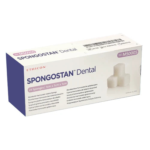 Ethicon Spongostan Dental box MS0005, 24 absorbable gelatin sponges 1 cm x 1 cm x 1 cm