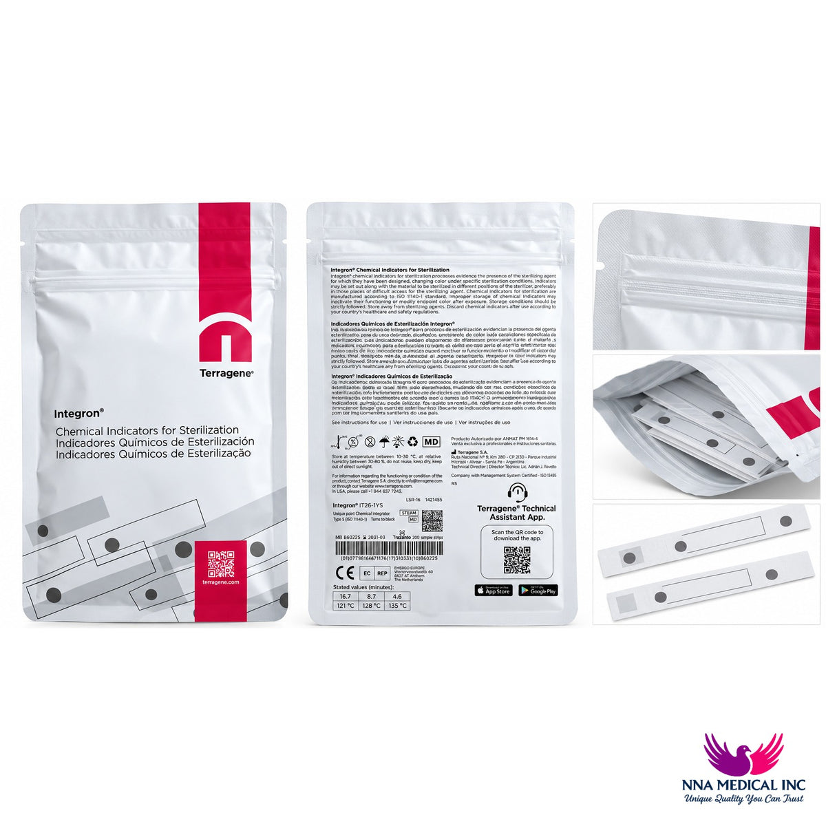 NNA MEDICAL | Terragene Integron® IT26-1YS Type 5 Steam Chemical Integrator – 200 Strips