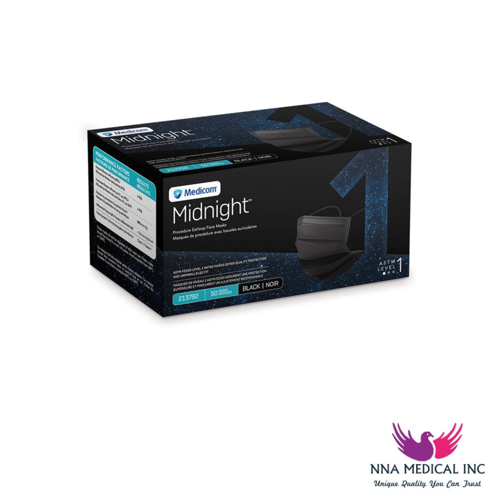 Midnight Procedure Earloop Masks, L1 – Black