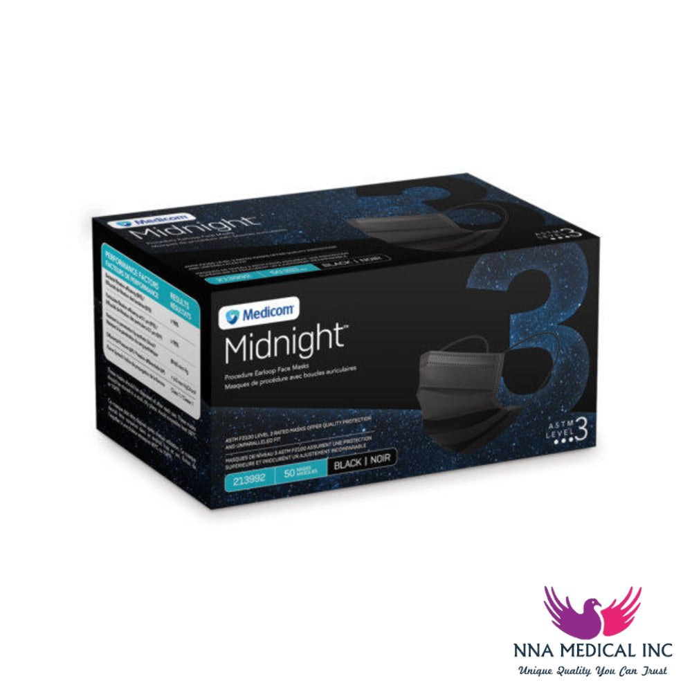 Midnight Procedure Earloop Masks, L2 – Black