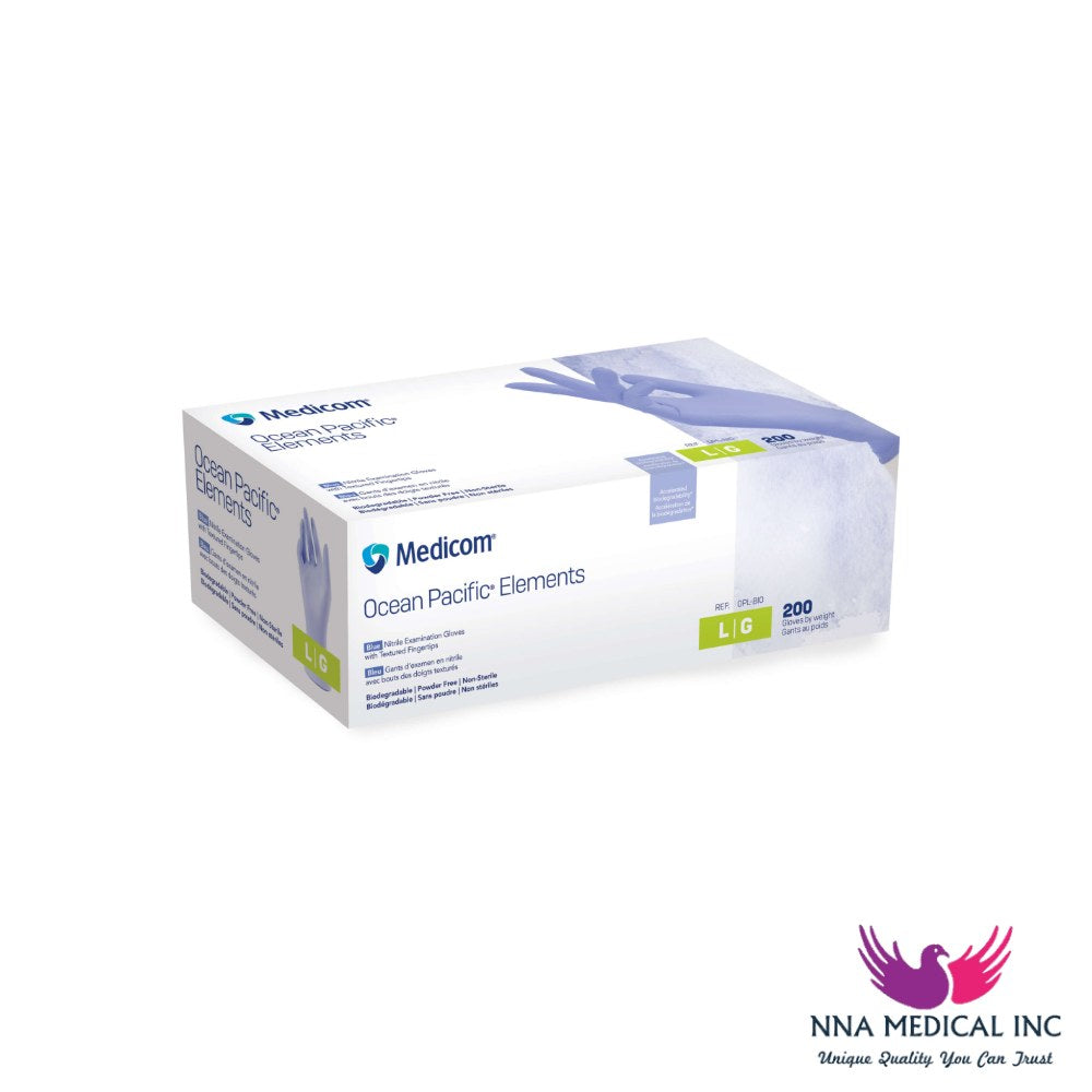 Ocean Pacific Elements Biodegradable Nitrile Medical Examination Gloves, Textured Fingertips, Chemo-tested, Fentanyl Safe, Blue – image 4