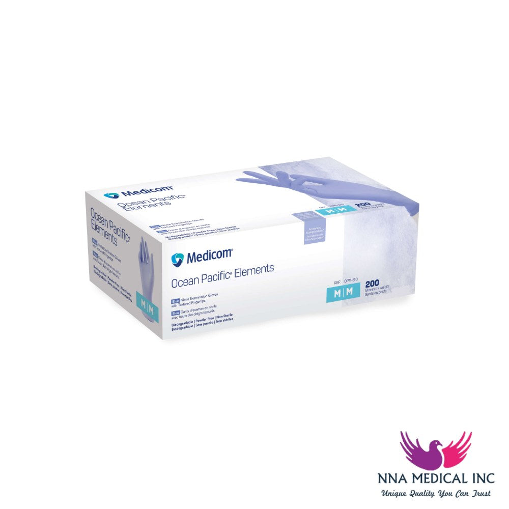 Ocean Pacific Elements Biodegradable Nitrile Medical Examination Gloves, Textured Fingertips, Chemo-tested, Fentanyl Safe, Blue – image 3