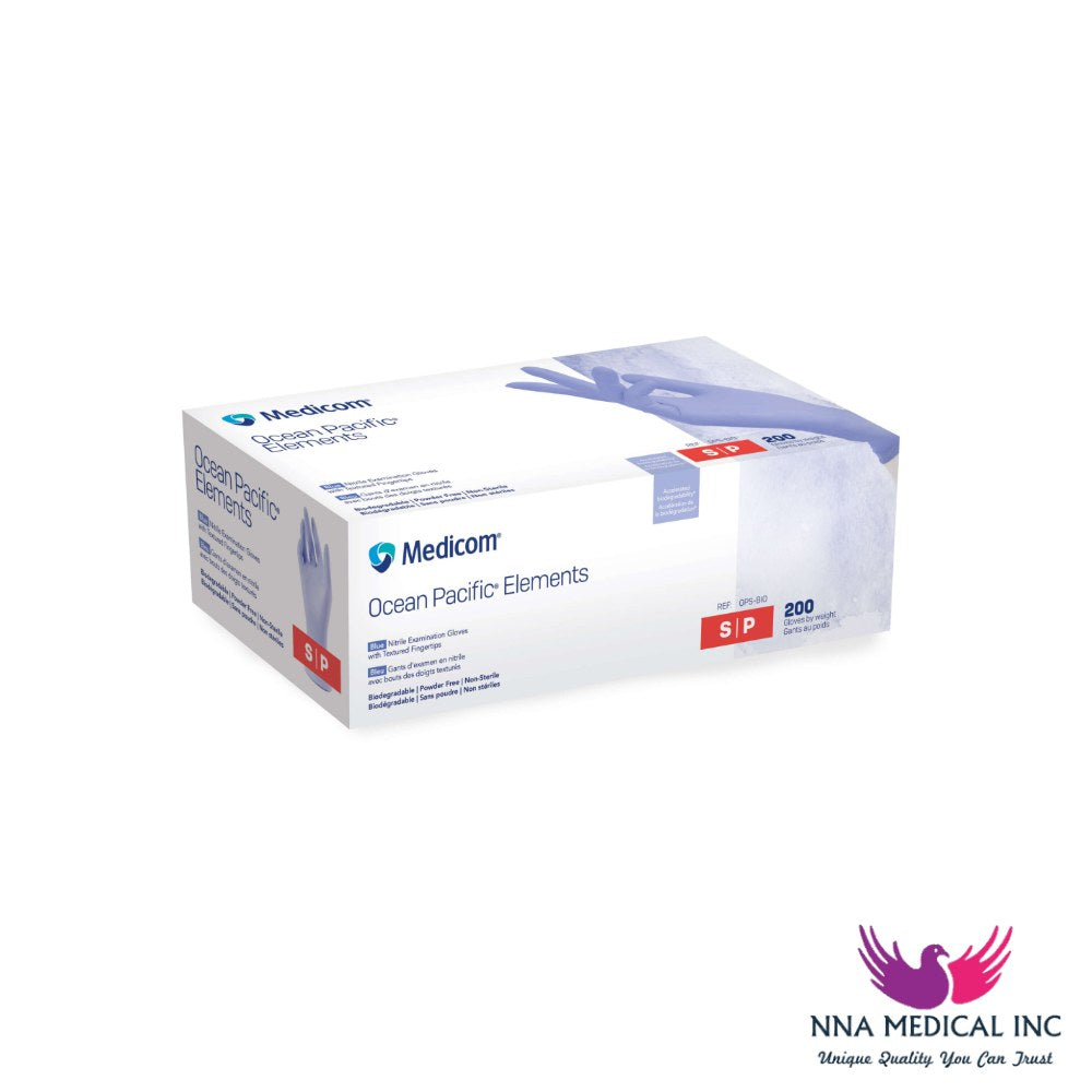 Ocean Pacific Elements Biodegradable Nitrile Medical Examination Gloves, Textured Fingertips, Chemo-tested, Fentanyl Safe, Blue – image 2