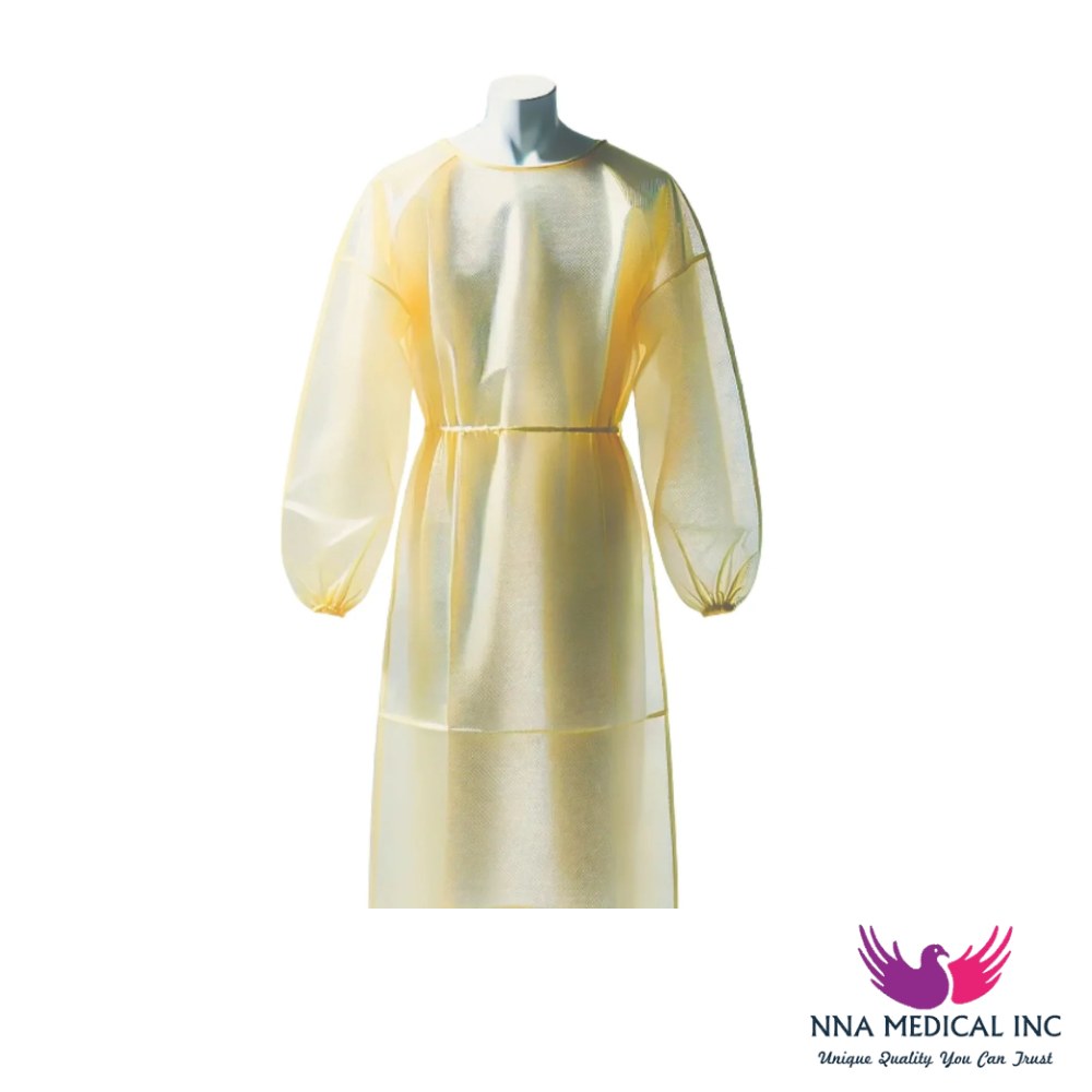 Ritmed Isolation Gowns, Neck-tie, Elastic Cuff, Yellow – image 2