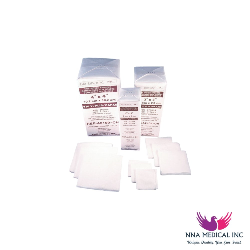 Ritmed Non-woven I.V Gauze Sponges, 6-ply, 2" x 2" – Sterile 2/pouch – image 2