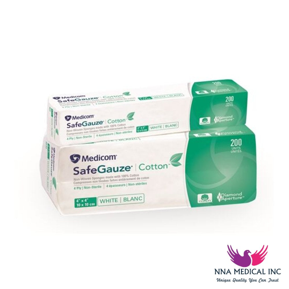 SafeBasics All Gauze Cotton Sponges, 8-ply, 4" x 4" – Non-sterile