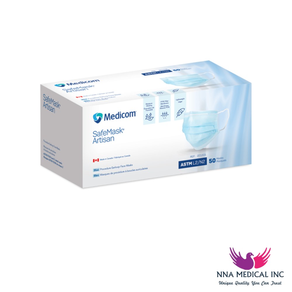 SafeMask Artisan Procedure Earloop Masks, L2 – Blue
