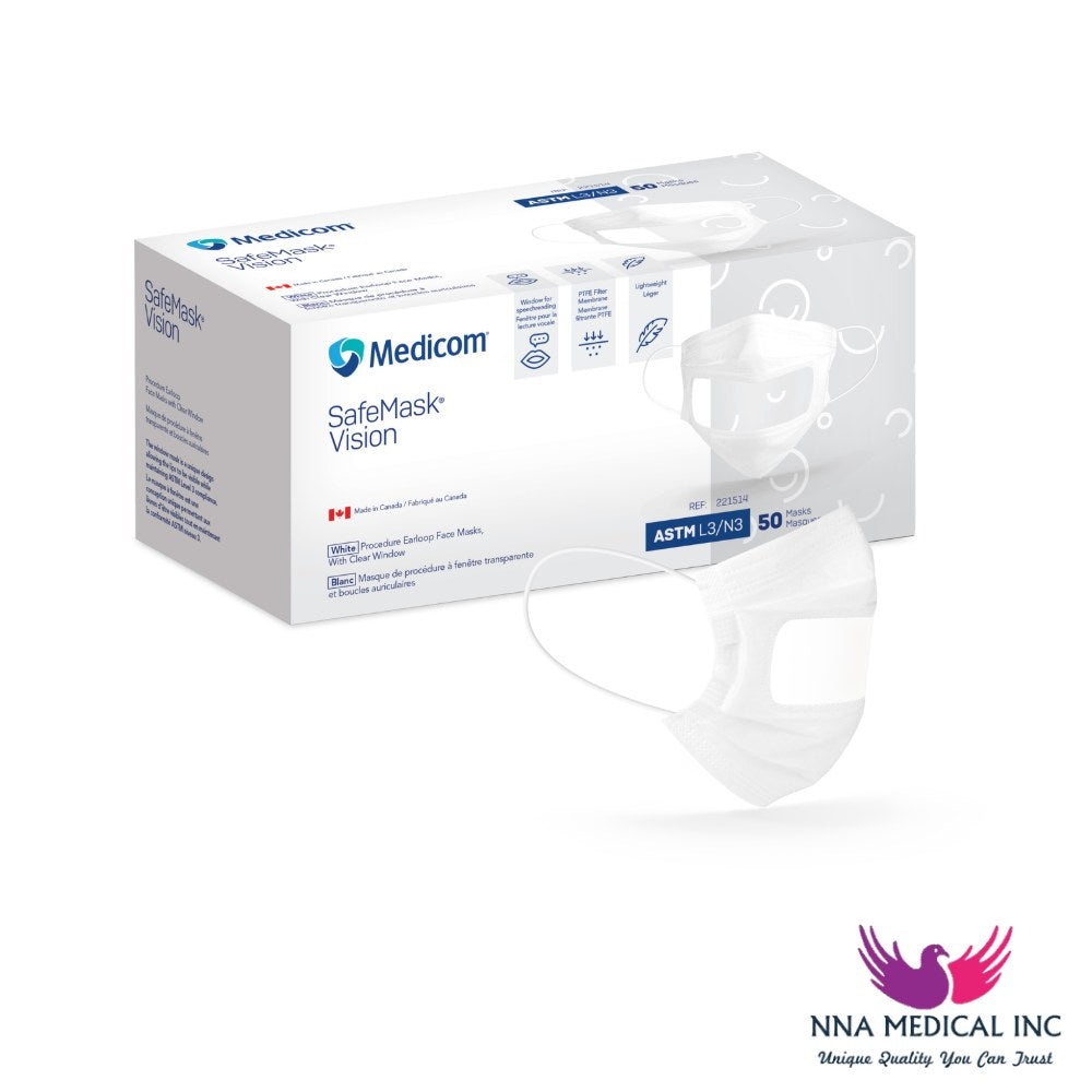 SafeMask Vision Procedure Earloop Masks, L3 – White