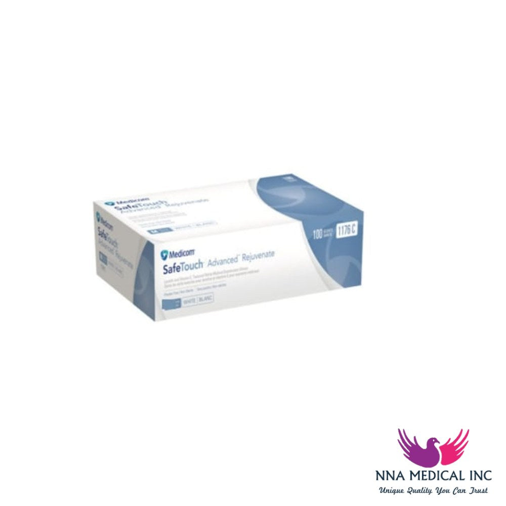 SafeTouch Advanced Rejuvenate Nitrile Medical Examination Gloves, Lanolin & Vitamin E Infused, Fully Textured, White