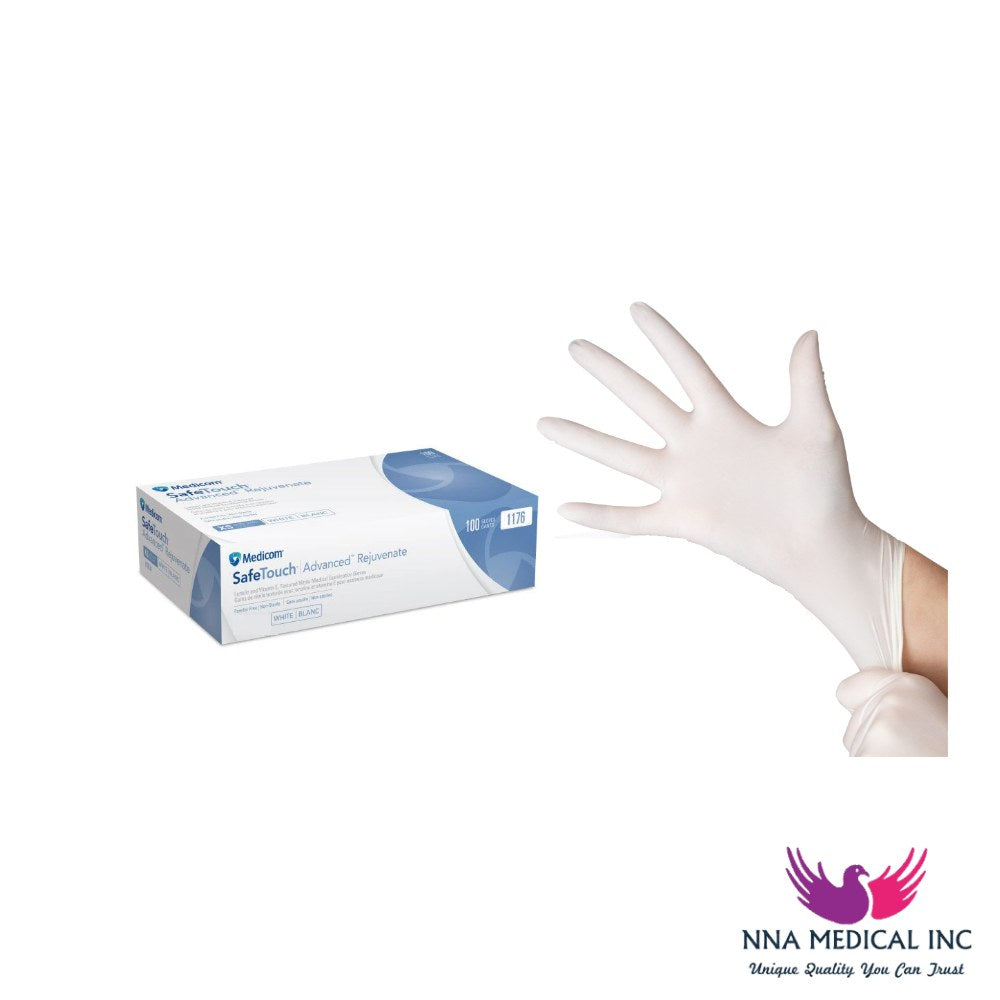 SafeTouch Advanced Rejuvenate Nitrile Medical Examination Gloves, Lanolin & Vitamin E Infused, Fully Textured, White – image 2