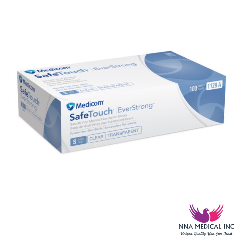 SafeTouch EverStrong Vinyl Medical Examination Gloves, Clear – image 2