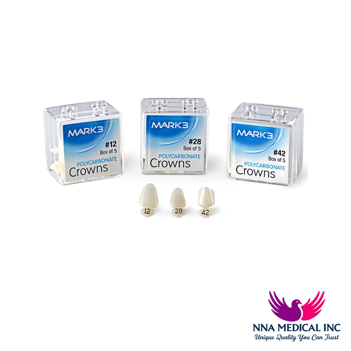 Polycarbonate Crowns 5/pk - MARK3 - NNA Medical