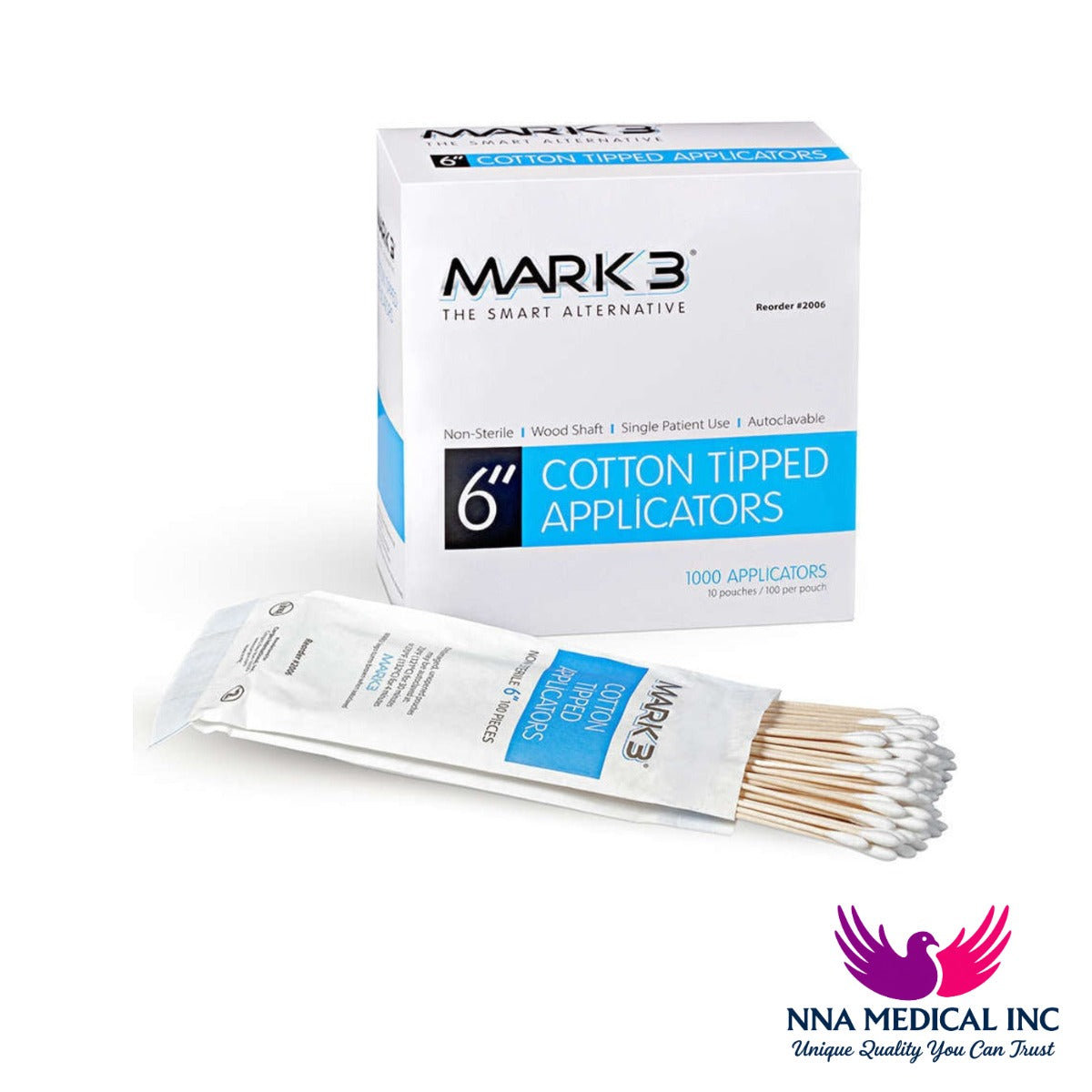 Cotton Tipped Applicators 1000/bx - MARK3 - NNA Medical