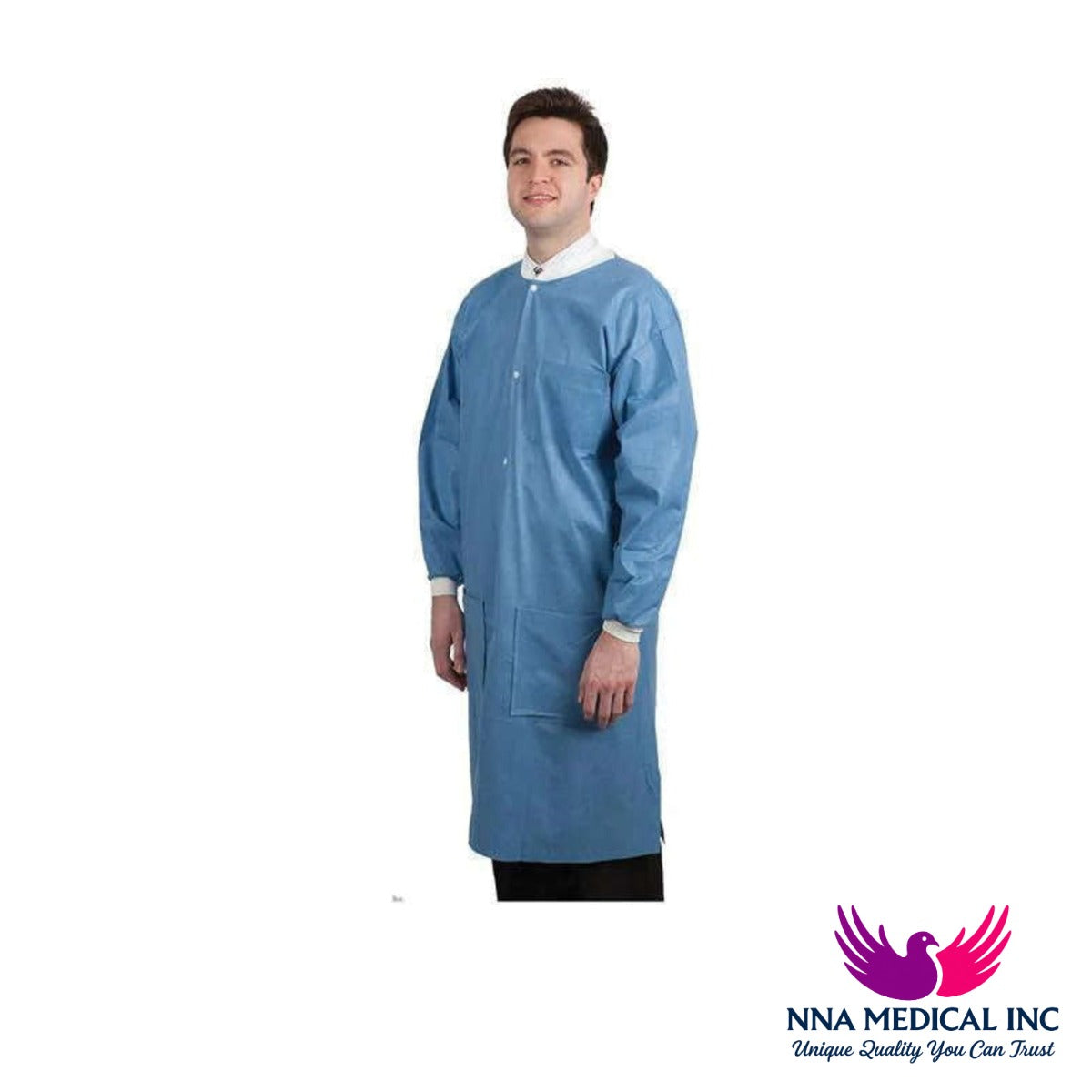 Protect Plus Disposable Lab Coats Knee Length Ceil Blue 10/pk - MARK3 - NNA Medical