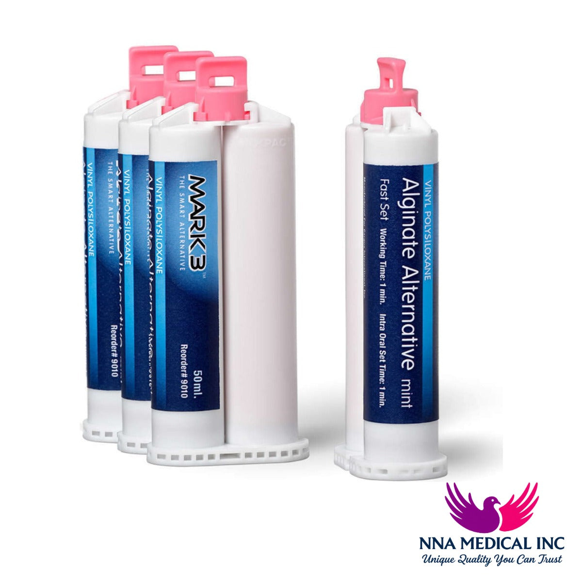 VPS Alginate Alternative Fast Set Mint 4 x 50ml - MARK3 - NNA Medical